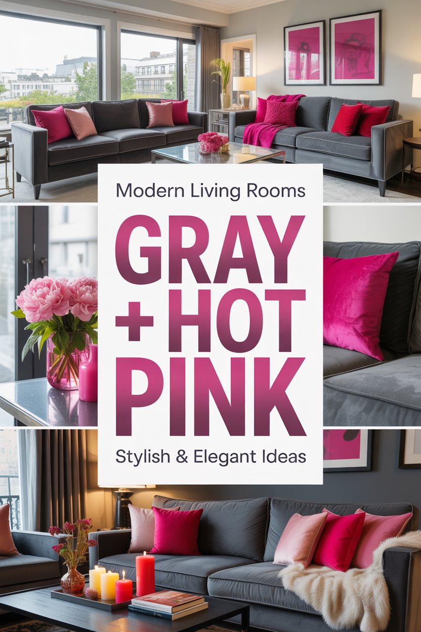 Modern Living Rooms with Gray Velvet and Just a Hint of Hot Pink