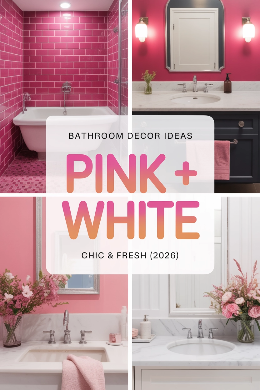 Bathroom Decor Ideas with Bright Pink Walls and Chic White Accents (2026)