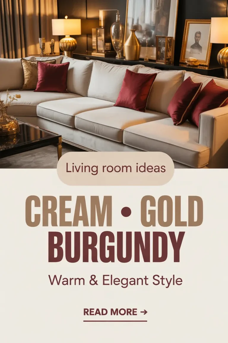 elegant living room with cream furniture gold details and burgundy accents decor